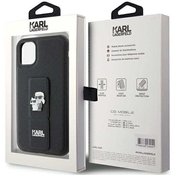Karl Lagerfeld Gripstand Saffiano Karl&Choupette Pins - Apple iPhone 11 / XR - Μαύρο 8