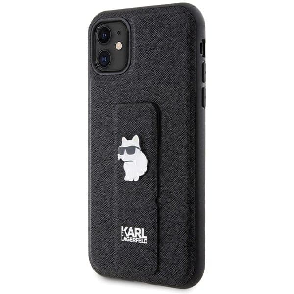 Karl Lagerfeld Gripstand Saffiano Choupette Pins - Apple iPhone 11 / XR - Μαύρο 2