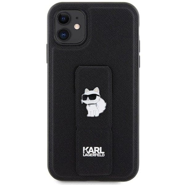 Karl Lagerfeld Gripstand Saffiano Choupette Pins - Apple iPhone 11 / XR - Μαύρο 3