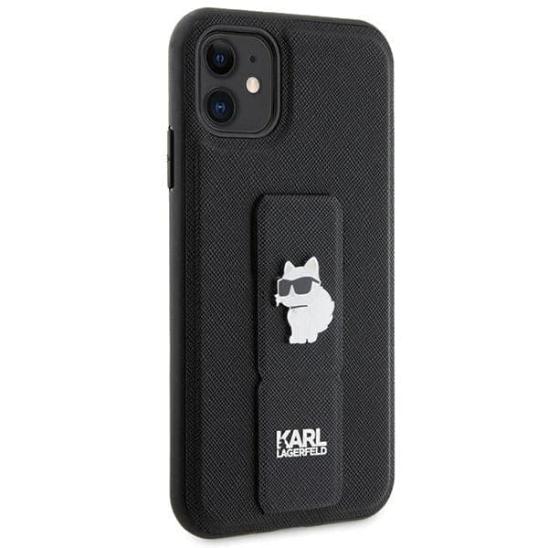 Karl Lagerfeld Gripstand Saffiano Choupette Pins - Apple iPhone 11 / XR - Μαύρο 4