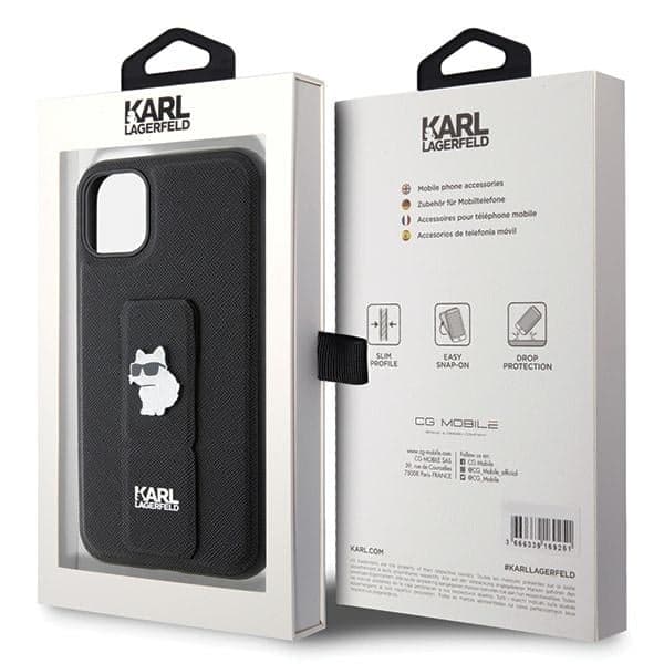 Karl Lagerfeld Gripstand Saffiano Choupette Pins - Apple iPhone 11 / XR - Μαύρο 8