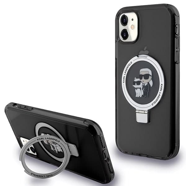 Karl Lagerfeld Ring Stand Karl&Choupette - θήκη για Apple iPhone 11 / XR - Μαύρο