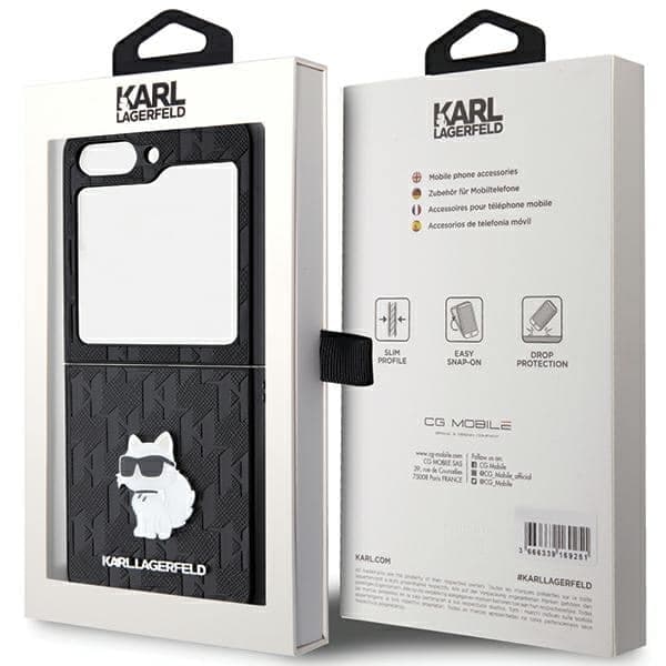 Karl Lagerfeld Saffiano Monogram Choupette Pin - θήκη για Samsung Galaxy Z Flip5 - Μαύρο 8
