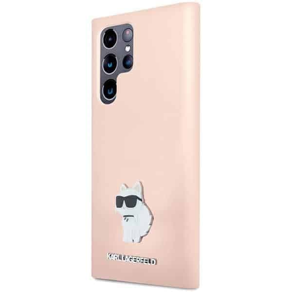 Karl Lagerfeld Silicone Choupette Metal Pin - θήκη για Samsung Galaxy S23 Ultra - Ροζ 2