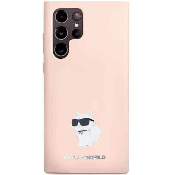 Karl Lagerfeld Silicone Choupette Metal Pin - θήκη για Samsung Galaxy S23 Ultra - Ροζ 3