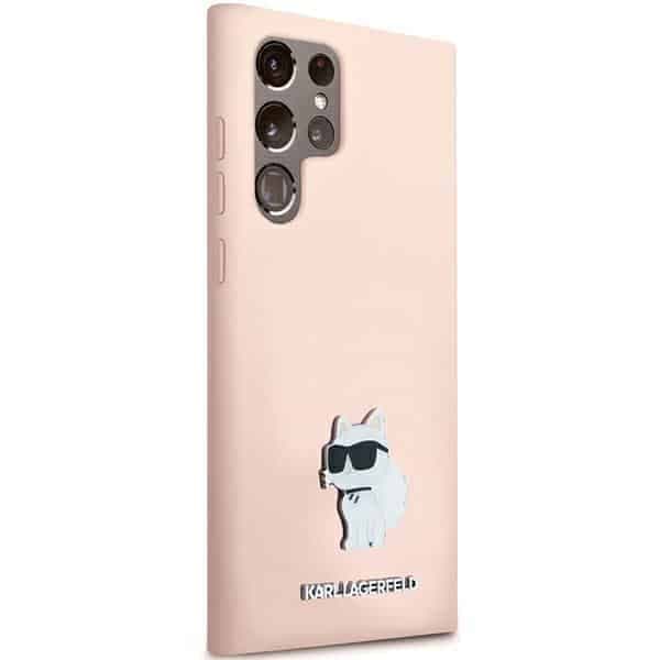 Karl Lagerfeld Silicone Choupette Metal Pin - θήκη για Samsung Galaxy S23 Ultra - Ροζ 4