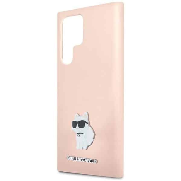 Karl Lagerfeld Silicone Choupette Metal Pin - θήκη για Samsung Galaxy S23 Ultra - Ροζ 6