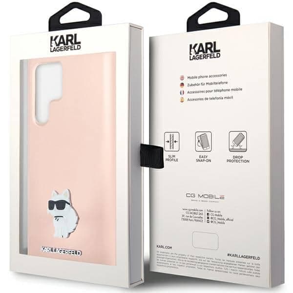 Karl Lagerfeld Silicone Choupette Metal Pin - θήκη για Samsung Galaxy S23 Ultra - Ροζ 8