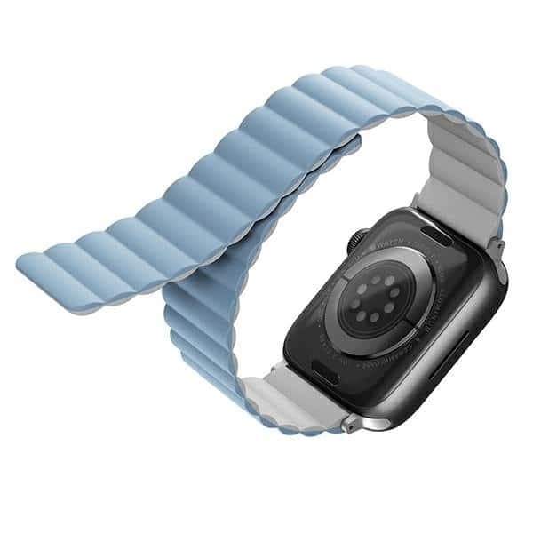 UNIQ λουράκι Revix για Apple Watch Series 1/2/3/4/5/6/7/8/9/SE/SE2 38/40/41mm. Αντιστρεπτικός Μαγνητικός λευκό-μπλε/white-blue