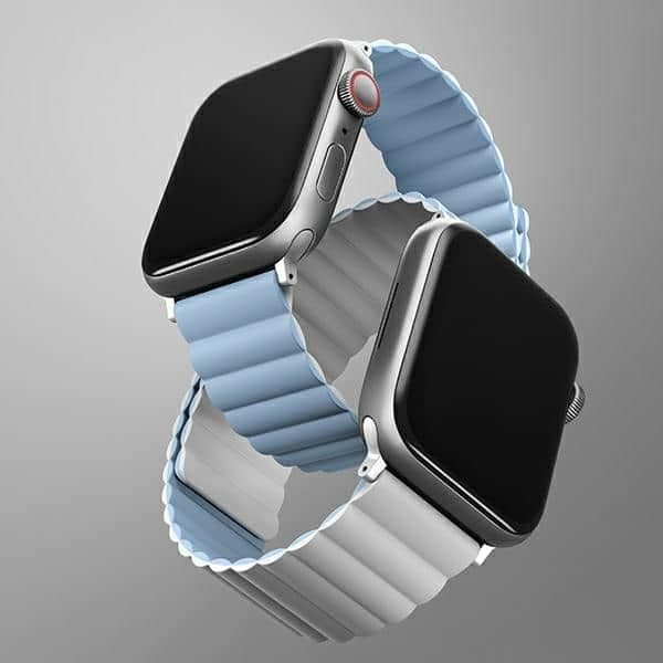 UNIQ λουράκι Revix για Apple Watch Series 1/2/3/4/5/6/7/8/9/SE/SE2 38/40/41mm. Αντιστρεπτικός Μαγνητικός λευκό-μπλε/white-blue 3