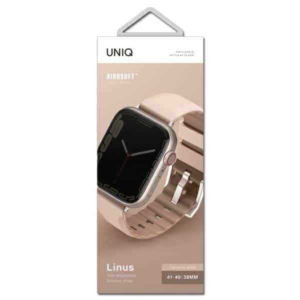 UNIQ λουράκι Linus για Apple Watch Series 1/2/3/4/5/6/7/8/9/SE/SE2 38/40/41mm. Airosoft Silicone ροζ/blush pink 3