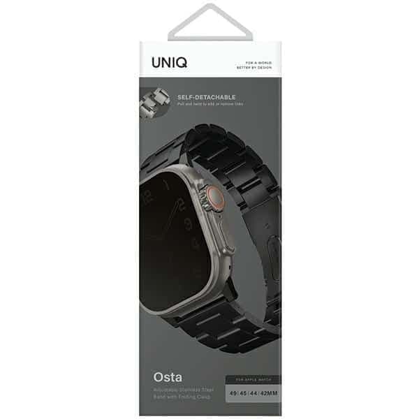 UNIQ pasek Osta Apple Watch 42/44/45/ 49mm Series 1/2/3/4/5/6/7/8/9/10/SE/SE2/Ultra/Ultra 2 Stainless Steel czarny/midnight black 5