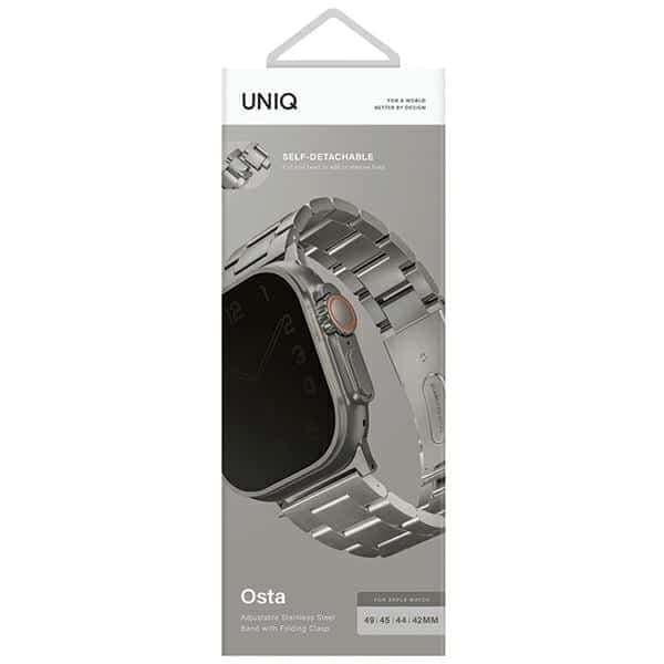 UNIQ pasek Osta Apple Watch 42/44/45/ 49mm Series 1/2/3/4/5/6/7/8/9/10/SE/SE2/Ultra/Ultra 2 Stainless Steel srebrny/titanium silver 4