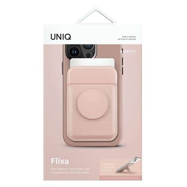 UNIQ Flixa μαγνητικό πορτοφόλι για κάρτες με στήριγμα ροζ/blush pink MagSafe 2