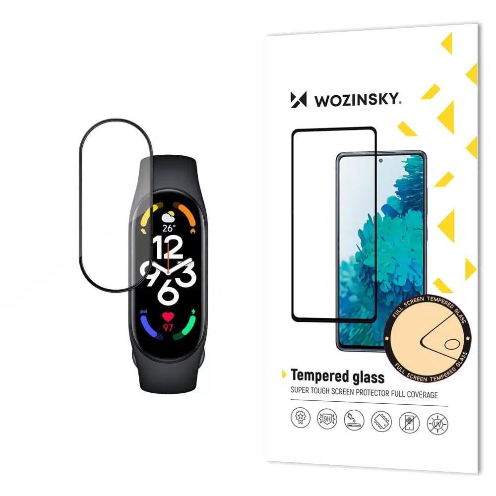 Durable Wozinsky Πλήρες Κόλλα Πλήρης Οθόνη Θερμαινόμενο Γυαλί με Πλαίσιο για Xiaomi Mi Band 8 - Μαύρο