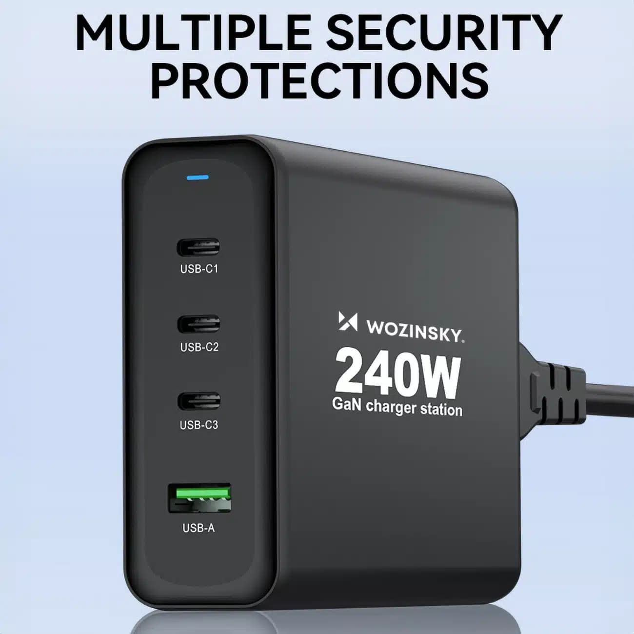 Wozinsky WGCSB 240W GaN φορτιστής τοίχου USB-A / 3 x USB-C - μαύρο 7