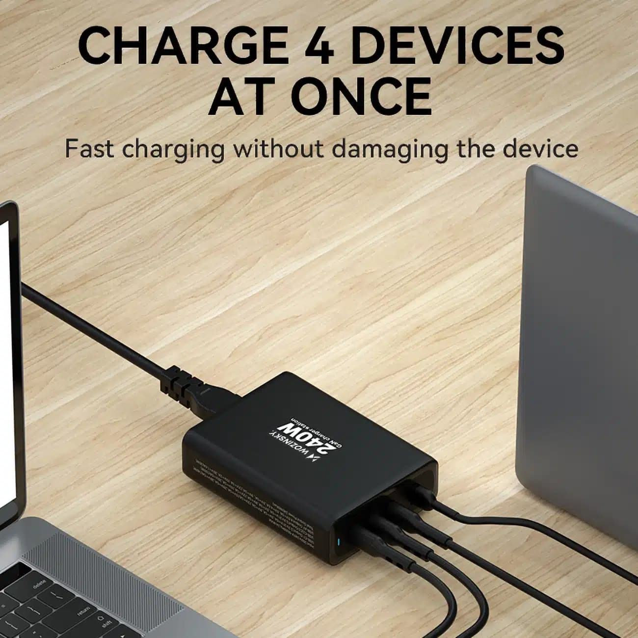 Wozinsky WGCSB 240W GaN φορτιστής τοίχου USB-A / 3 x USB-C - μαύρο 10