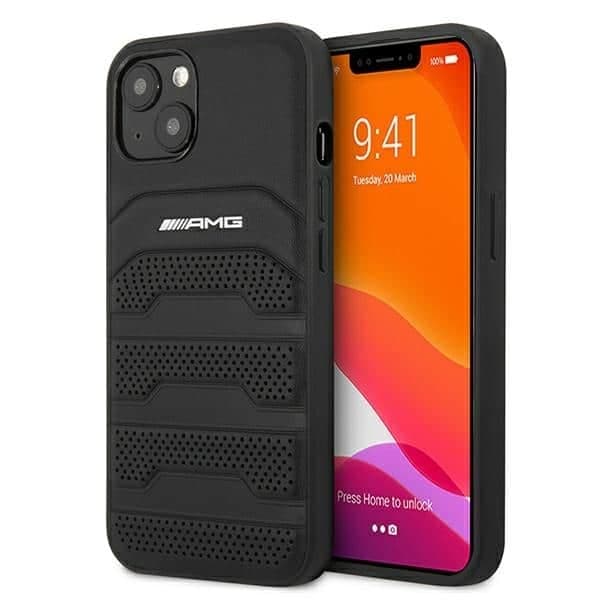 Mercedes Leather Debossed Lines - θήκη για Apple iPhone 13 mini - Μαύρο