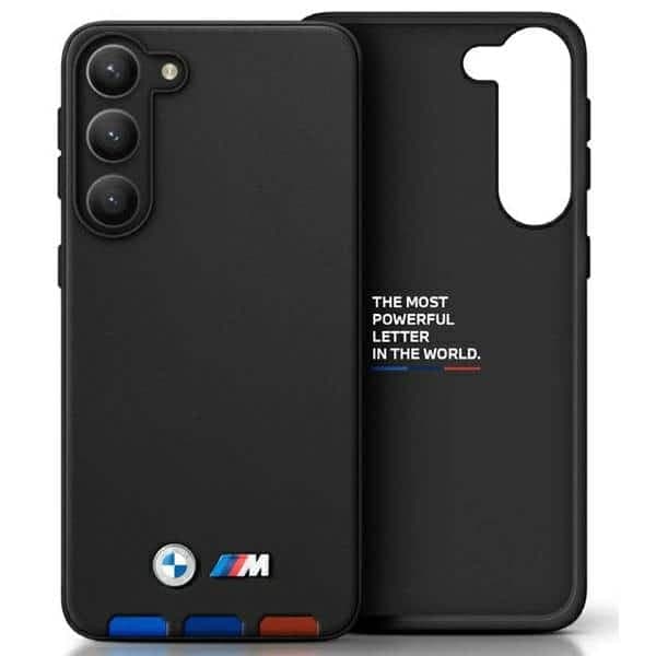 BMW Leather Stamp Tricolor - θήκη για Samsung Galaxy A54 5G - Μαύρο