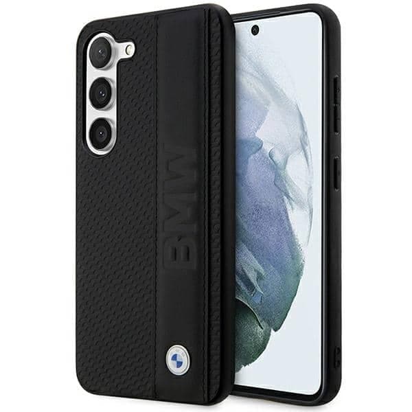 BMW Leather Textured & Stripe - θήκη για Samsung Galaxy S23+ - Μαύρο