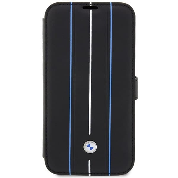 BMW Leather Stamp Blue Lines - θήκη για Apple iPhone 14 Pro - Μαύρο 2