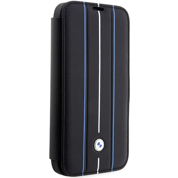 BMW Leather Stamp Blue Lines - θήκη για Apple iPhone 14 Pro - Μαύρο 3