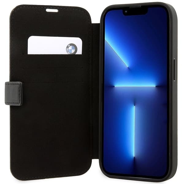 BMW Leather Stamp Blue Lines - θήκη για Apple iPhone 14 Pro - Μαύρο 6