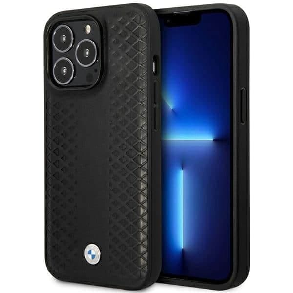 BMW Leather Diamond Pattern MagSafe - θήκη για Apple iPhone 14 Pro Max - Μαύρο