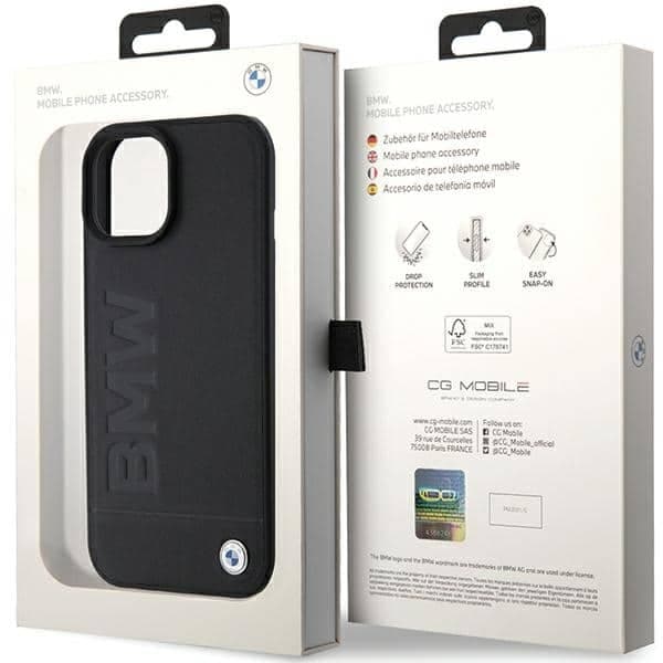 BMW Leather Hot Stamp - θήκη για Apple iPhone 15 Plus - Μαύρο 8