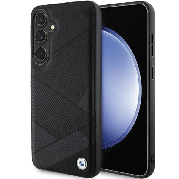 BMW Signature Leather Crossing Lines Pattern - θήκη για Samsung Galaxy S24+ - Μαύρο
