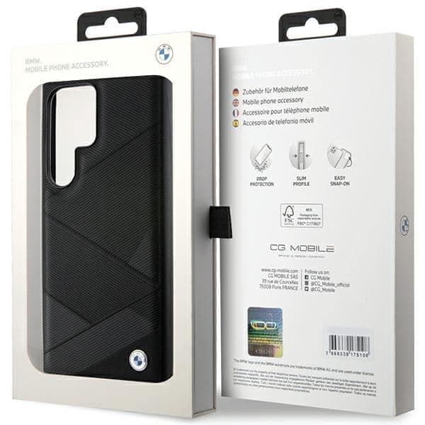 BMW Signature Leather Crossing Lines Pattern - θήκη για Samsung Galaxy S24 Ultra - Μαύρο 8