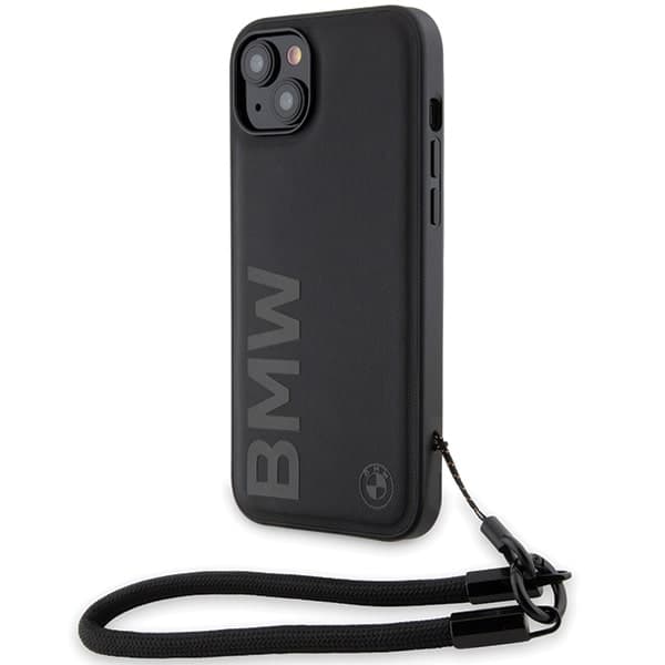 BMW Signature Leather Wordmark Cord - θήκη για Apple iPhone 15 Plus / - Μαύρο