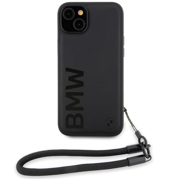 BMW Signature Leather Wordmark Cord - θήκη για Apple iPhone 15 Plus / - Μαύρο 2
