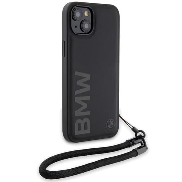BMW Signature Leather Wordmark Cord - θήκη για Apple iPhone 15 Plus / - Μαύρο 3