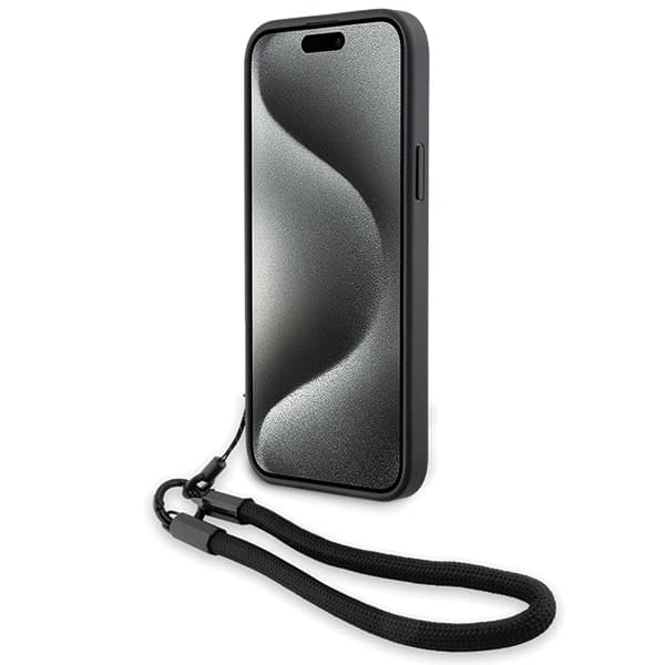 BMW Signature Leather Wordmark Cord - θήκη για Apple iPhone 15 Plus / - Μαύρο 4