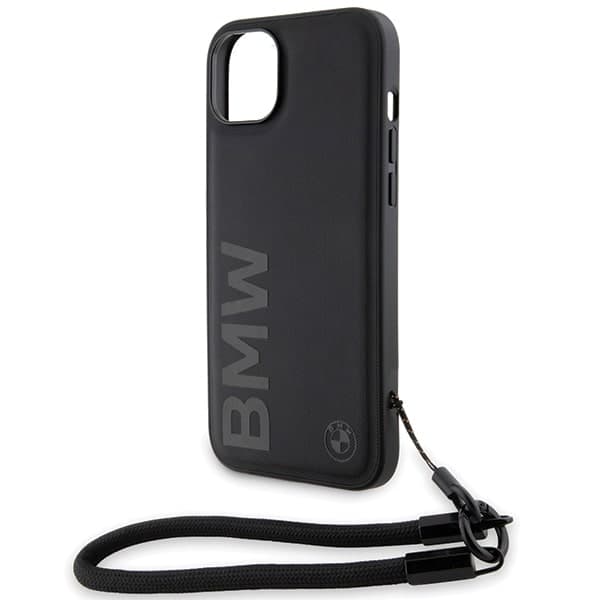 BMW Signature Leather Wordmark Cord - θήκη για Apple iPhone 15 Plus / - Μαύρο 5