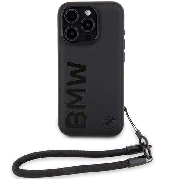 BMW Signature Leather Wordmark Cord - θήκη για Apple iPhone 15 Pro - Μαύρο 2