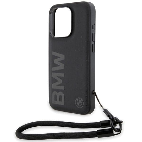 BMW Signature Leather Wordmark Cord - θήκη για Apple iPhone 15 Pro - Μαύρο 5