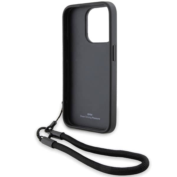 BMW Signature Leather Wordmark Cord - θήκη για Apple iPhone 15 Pro - Μαύρο 6