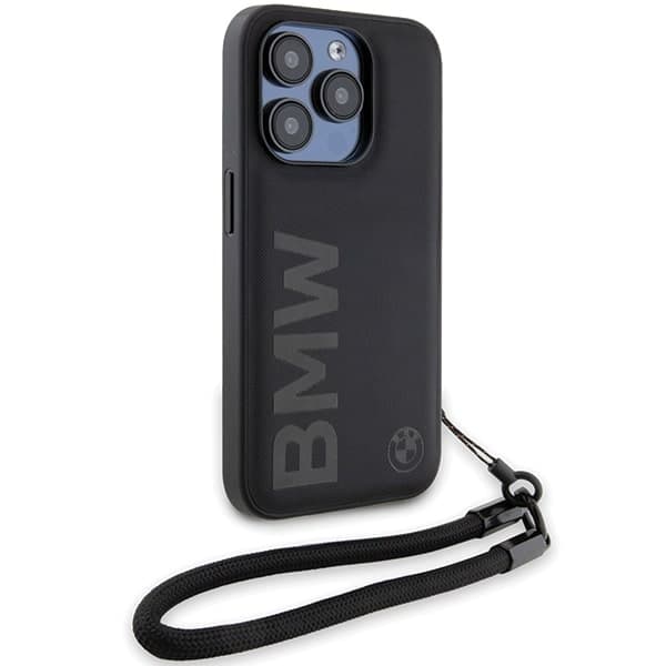 BMW Signature Leather Wordmark Cord - θήκη για Apple iPhone 15 Pro Max - Μαύρο 3