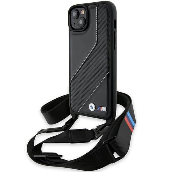 BMW M Edition Carbon Stripe & Strap - θήκη για Apple iPhone 15 Plus - Μαύρο