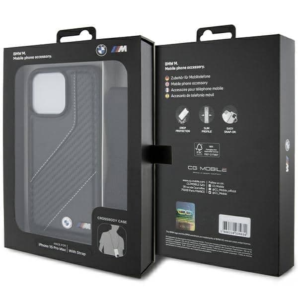 BMW M Edition Carbon Stripe & Strap - θήκη για Apple iPhone 15 Pro - Μαύρο 7