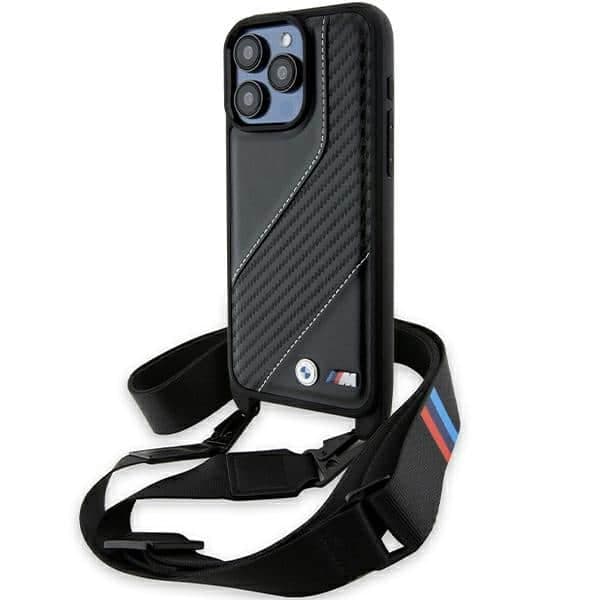 BMW M Edition Carbon Stripe & Strap - θήκη για Apple iPhone 15 Pro Max - Μαύρο
