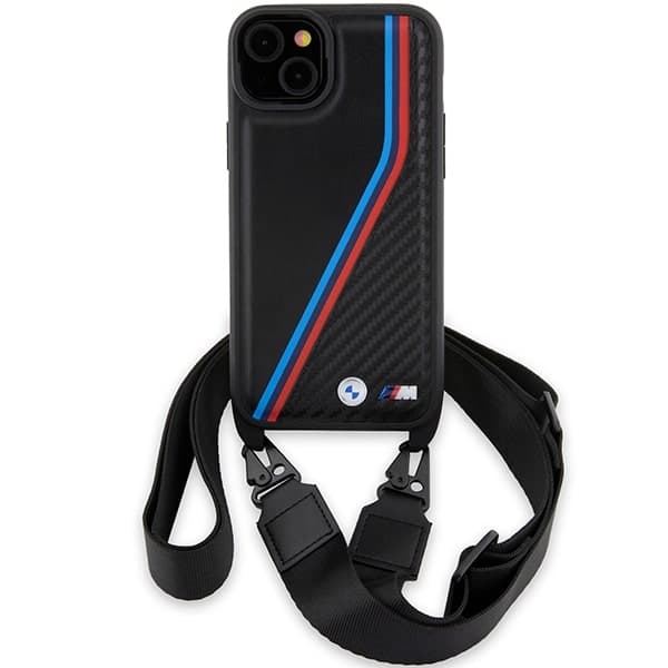 BMW M Edition Carbon Tricolor Lines & Strap - θήκη για Apple iPhone 15 Plus - Μαύρο 2