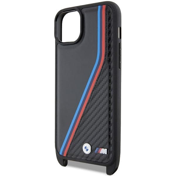 BMW M Edition Carbon Tricolor Lines & Strap - θήκη για Apple iPhone 15 Plus - Μαύρο 5