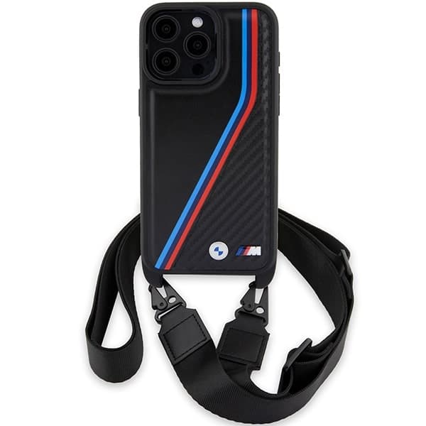 BMW M Edition Carbon Tricolor Lines & Strap - θήκη για Apple iPhone 15 Pro Max - Μαύρο 2