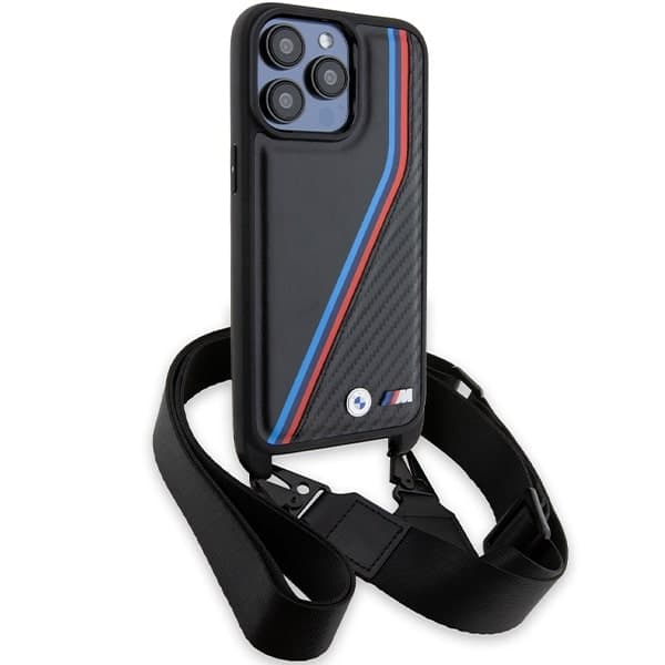 BMW M Edition Carbon Tricolor Lines & Strap - θήκη για Apple iPhone 15 Pro Max - Μαύρο 3
