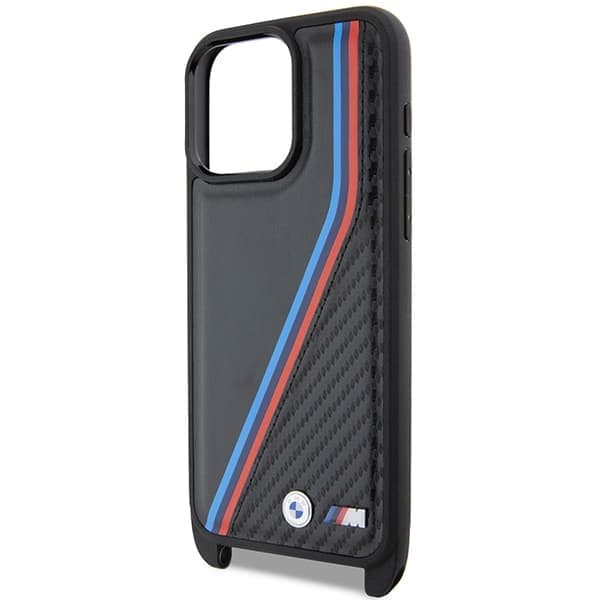 BMW M Edition Carbon Tricolor Lines & Strap - θήκη για Apple iPhone 15 Pro Max - Μαύρο 5