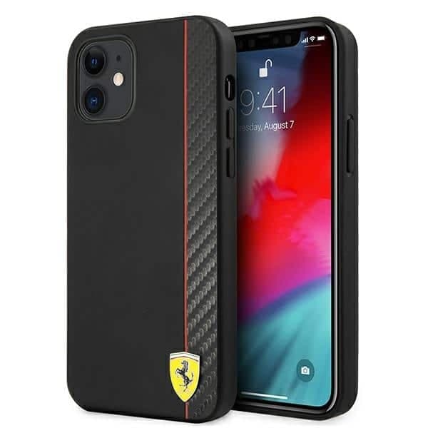 Ferrari On Track Carbon Stripe - θήκη για Apple iPhone 12 mini - Μαύρο