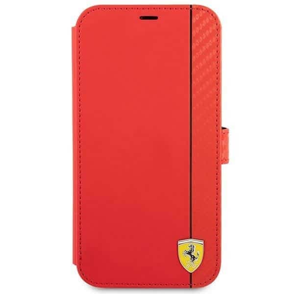 Ferrari Book On Track Carbon Stripe - θήκη για Apple iPhone 13 mini - Κόκκινο 2